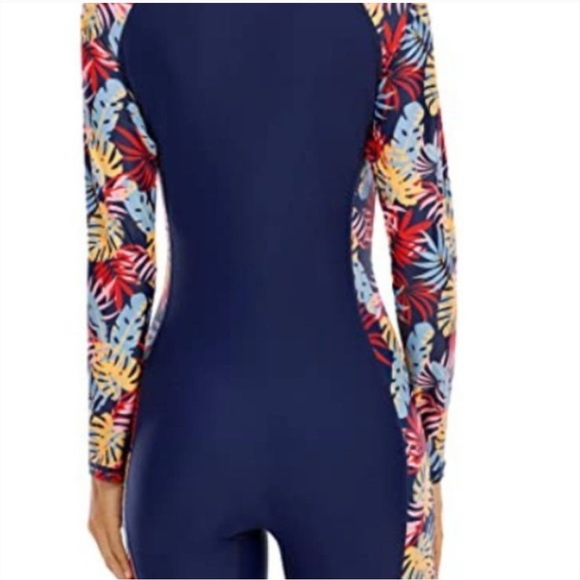 Halcurt Women's Navy Floral Long Sleeve Swimsuit#A2 - Picture 5 of 15